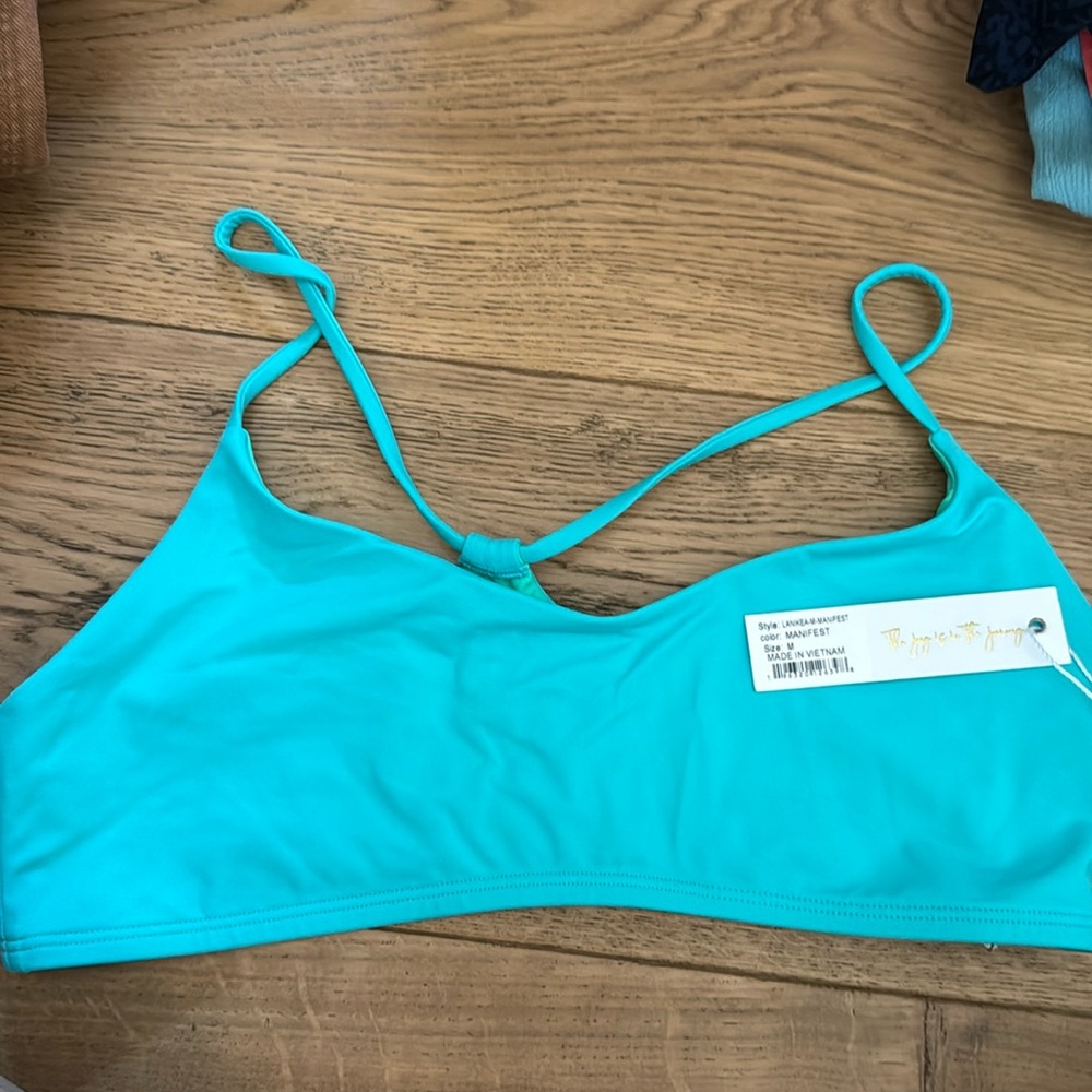 Jolyn Blue Bikini Top Sporty Design Adjustable Straps